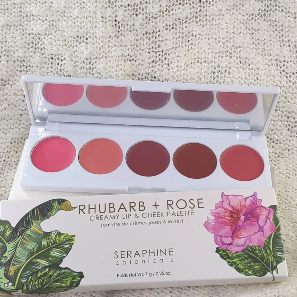 SERAPHINE botanicals Rhubarb+Rose Creamy Lip & Cheek Palette, 7g/0.25oz